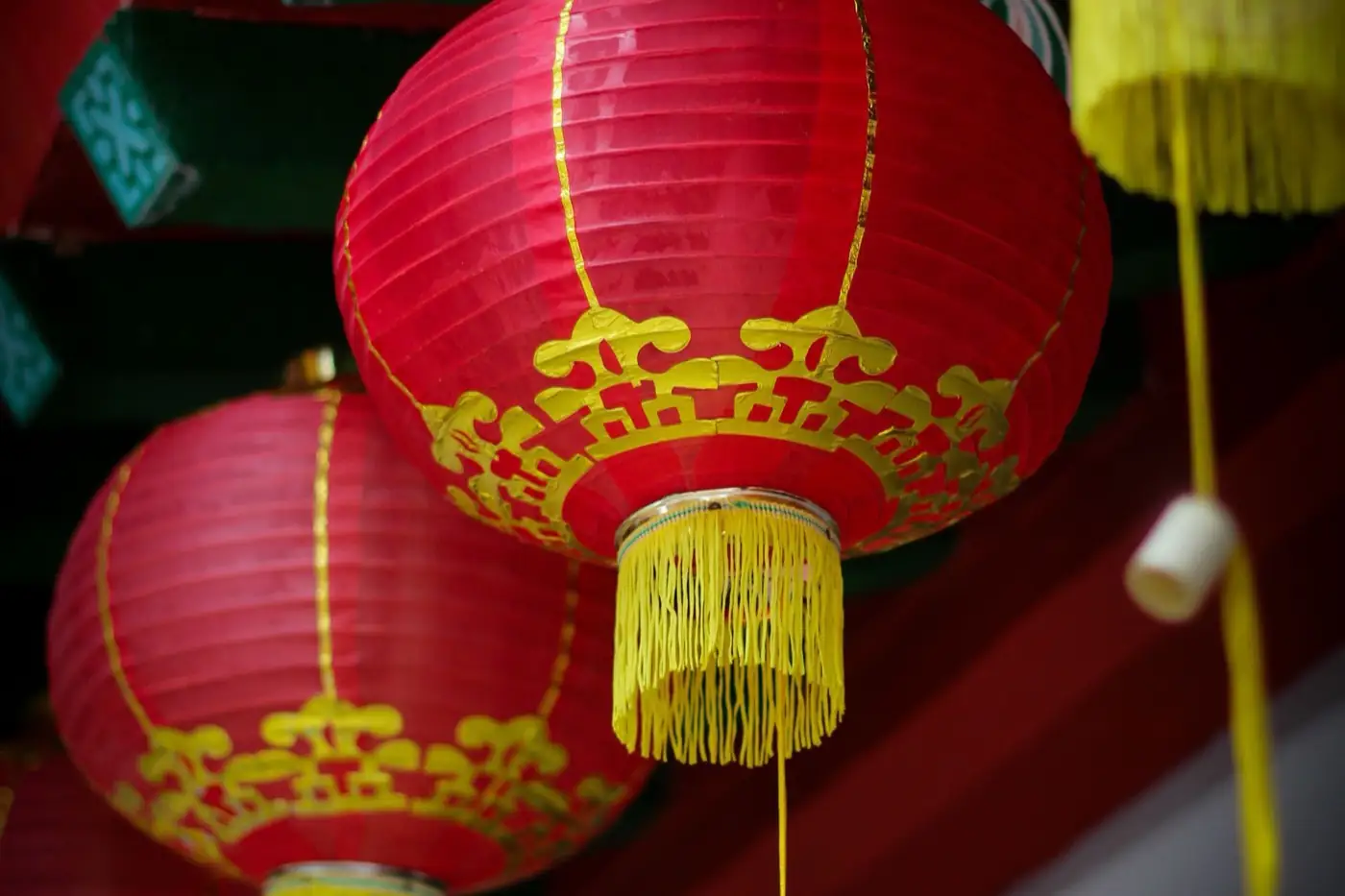 Des lanternes rouges du Nouvel An chinois.